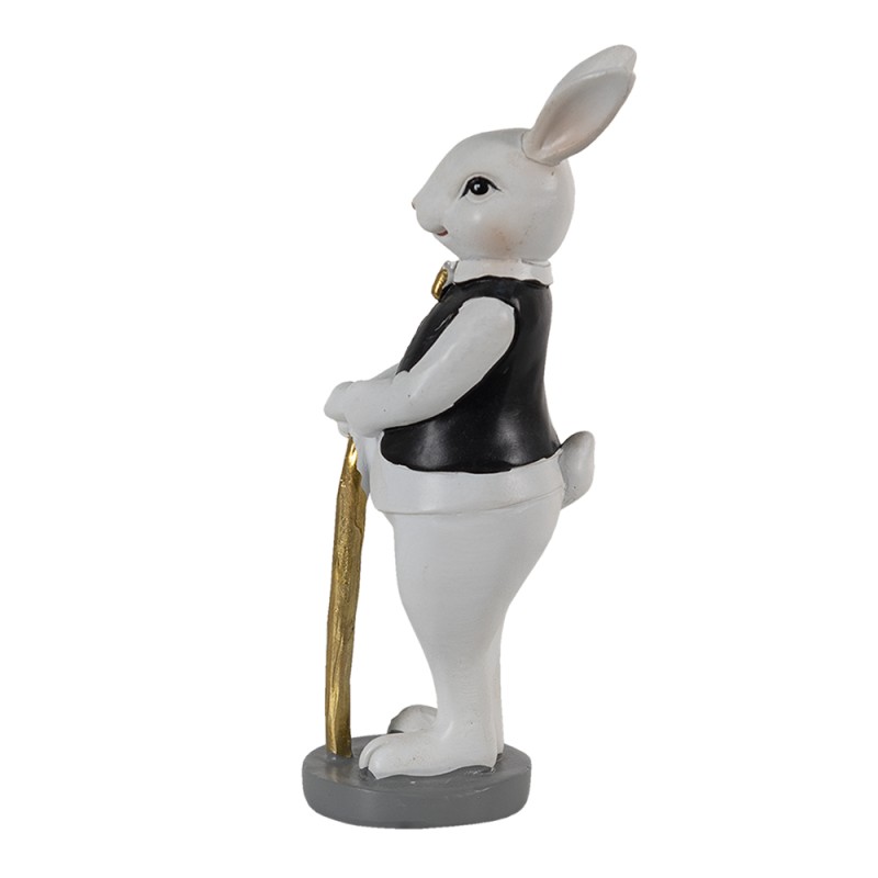 Clayre & Eef Figurine Rabbit 5x5x15 cm Black White Polyresin