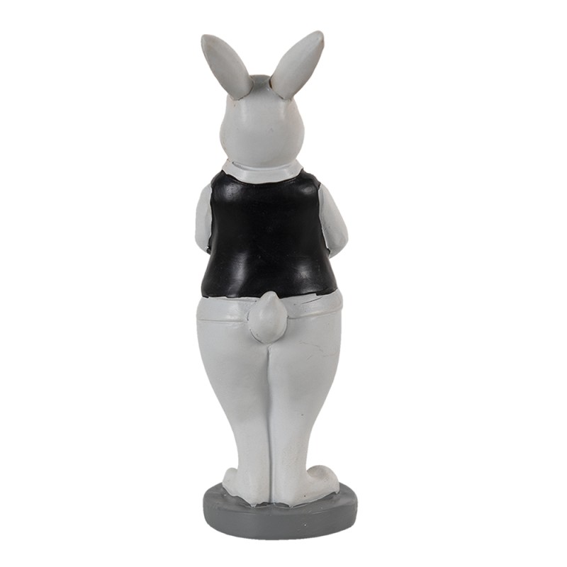 Clayre & Eef Figurine Rabbit 5x5x15 cm Black White Polyresin