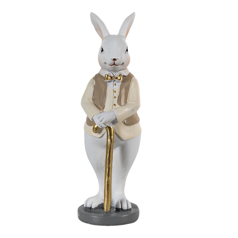 Clayre & Eef Figurine Lapin 5x5x15 cm Beige Blanc Polyrésine