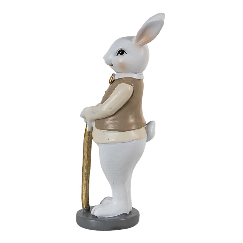 Clayre & Eef Figurine Lapin 5x5x15 cm Beige Blanc Polyrésine