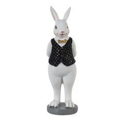 Clayre & Eef Figurine Rabbit 5x5x15 cm Black White Polyresin
