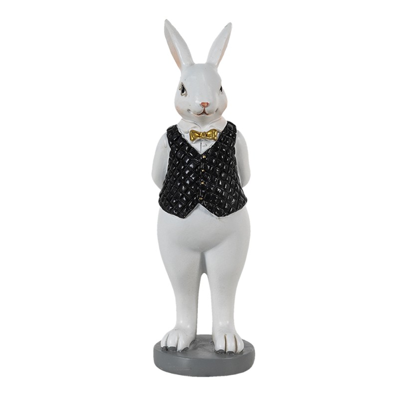 Clayre & Eef Statuetta Coniglio 5x5x15 cm Nero Bianco  Poliresina