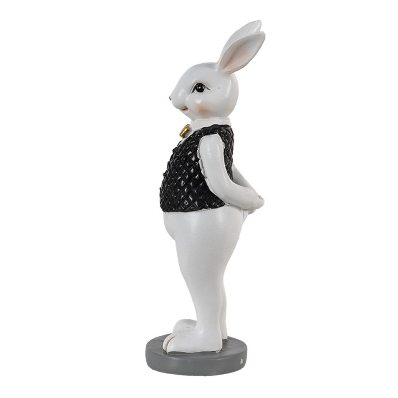 Clayre & Eef Statuetta Coniglio 5x5x15 cm Nero Bianco  Poliresina