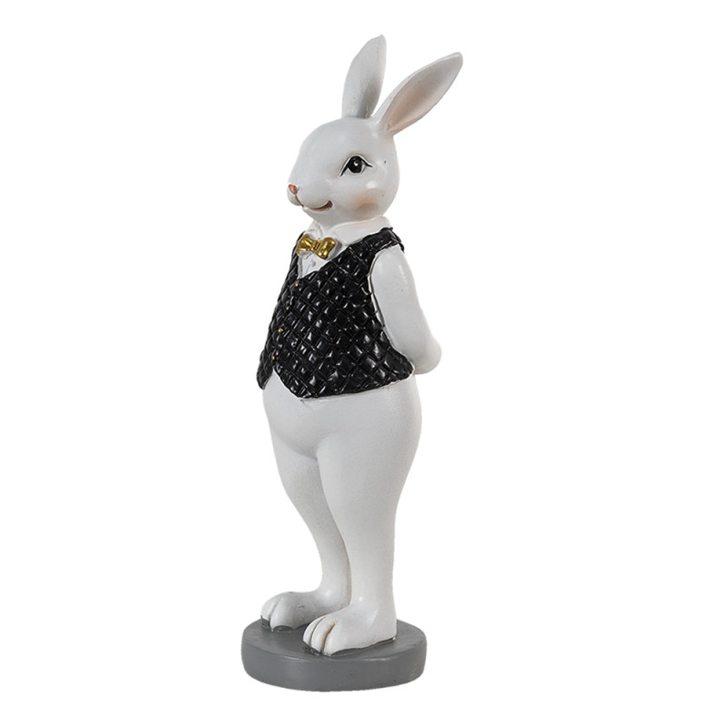 Clayre & Eef Statuetta Coniglio 5x5x15 cm Nero Bianco  Poliresina