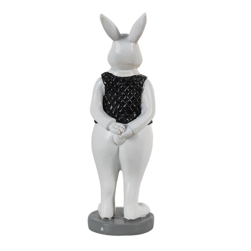 Clayre & Eef Statuetta Coniglio 5x5x15 cm Nero Bianco  Poliresina