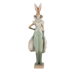 Clayre & Eef Figur Kaninchen 14x10x44 cm Grün Polyresin