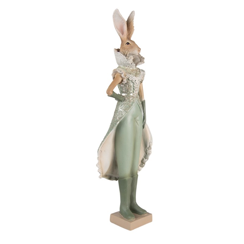 Clayre & Eef Figur Kaninchen 14x10x44 cm Grün Polyresin