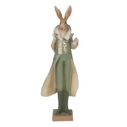 Clayre & Eef Figurine Rabbit 11x8x33 cm Green Polyresin