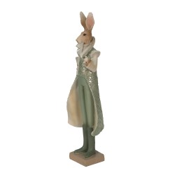Clayre & Eef Figurine Rabbit 11x8x33 cm Green Polyresin