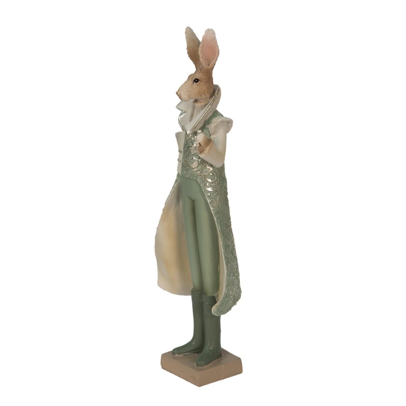 Clayre & Eef Statuetta Coniglio 11x8x33 cm Verde Poliresina