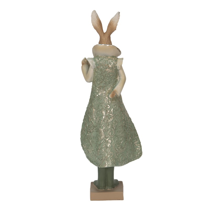 Clayre & Eef Statuetta Coniglio 11x8x33 cm Verde Poliresina