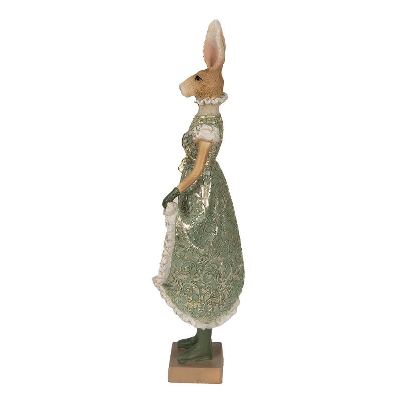 Clayre & Eef Figurine Rabbit 11x8x33 cm Green Polyresin