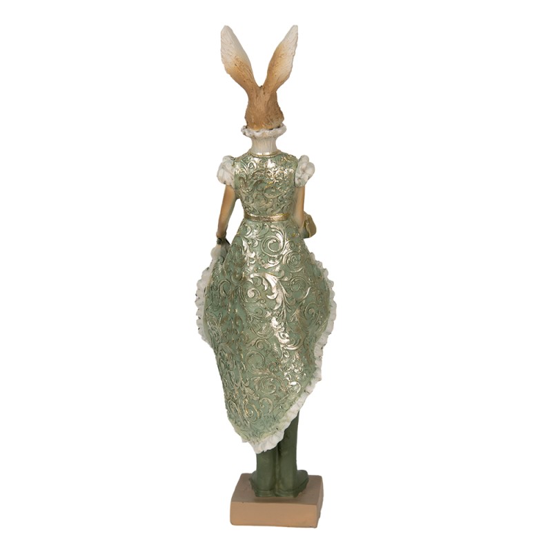 Clayre & Eef Figurine Rabbit 11x8x33 cm Green Polyresin