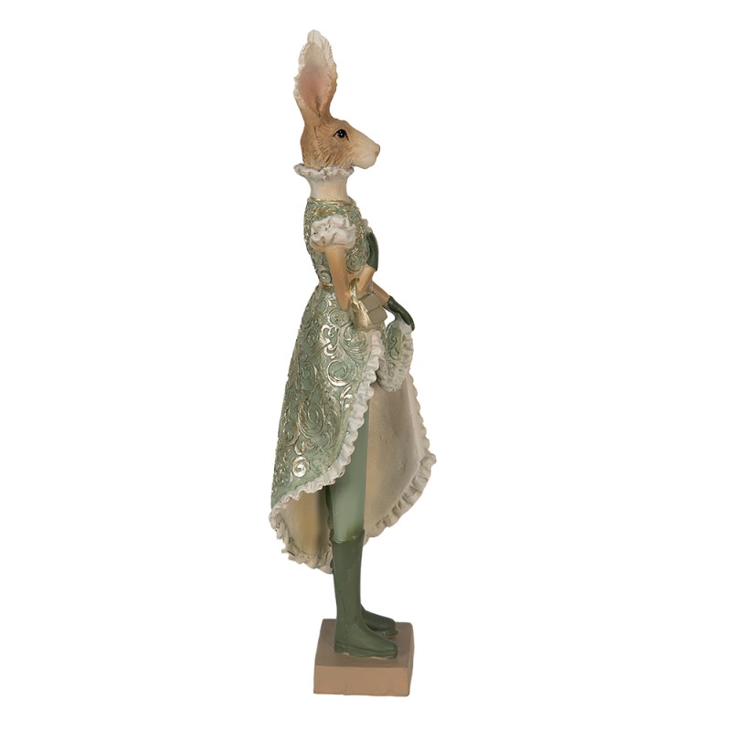 Clayre & Eef Figurine Rabbit 11x8x33 cm Green Polyresin
