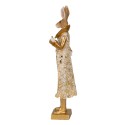 Clayre & Eef Figur Kaninchen 11x8x33 cm Goldfarbig Weiß Polyresin