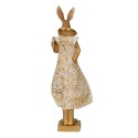 Clayre & Eef Figur Kaninchen 11x8x33 cm Goldfarbig Weiß Polyresin