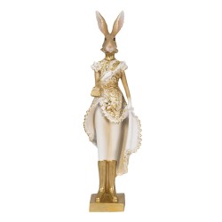Clayre & Eef Statuetta Coniglio 11x8x33 cm Color oro Poliresina