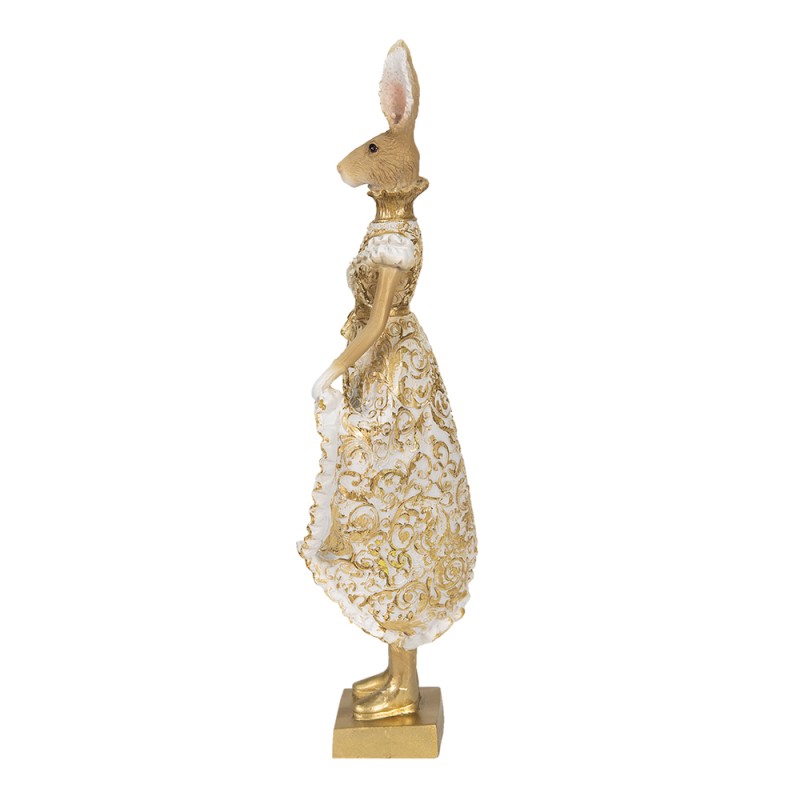 Clayre & Eef Statuetta Coniglio 11x8x33 cm Color oro Poliresina
