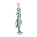 Clayre & Eef Figurine Lapin 14x10x44 cm Turquoise Polyrésine