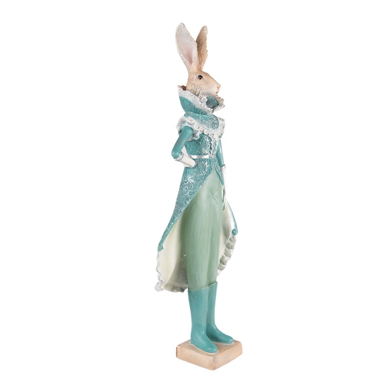 Clayre & Eef Figurine Lapin 14x10x44 cm Turquoise Polyrésine