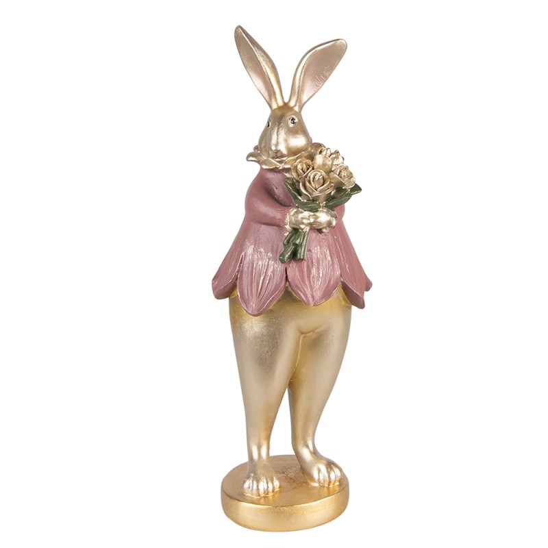 Clayre & Eef Figurine Rabbit 11x10x29 cm Gold colored Polyresin