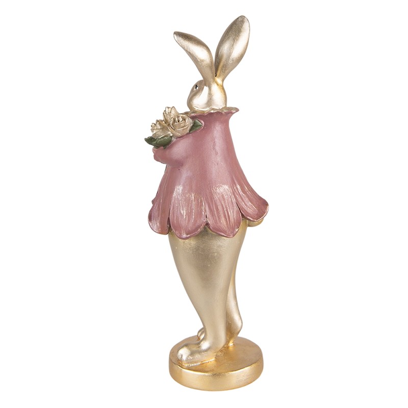 Clayre & Eef Figurine Rabbit 11x10x29 cm Gold colored Polyresin