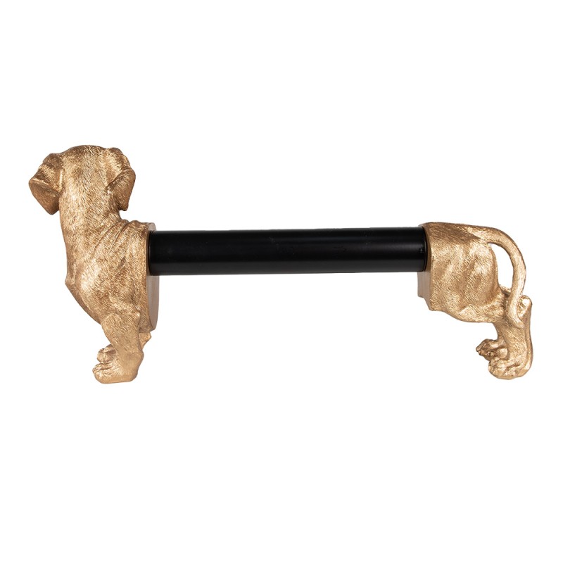 Clayre & Eef Kitchen Roll Holder Dog 46x15x23 cm Gold colored Black Plastic Iron