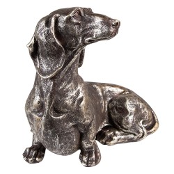 Clayre & Eef Dekorationsfigur Hund Hund 23 cm Silberfarbig Polyresin