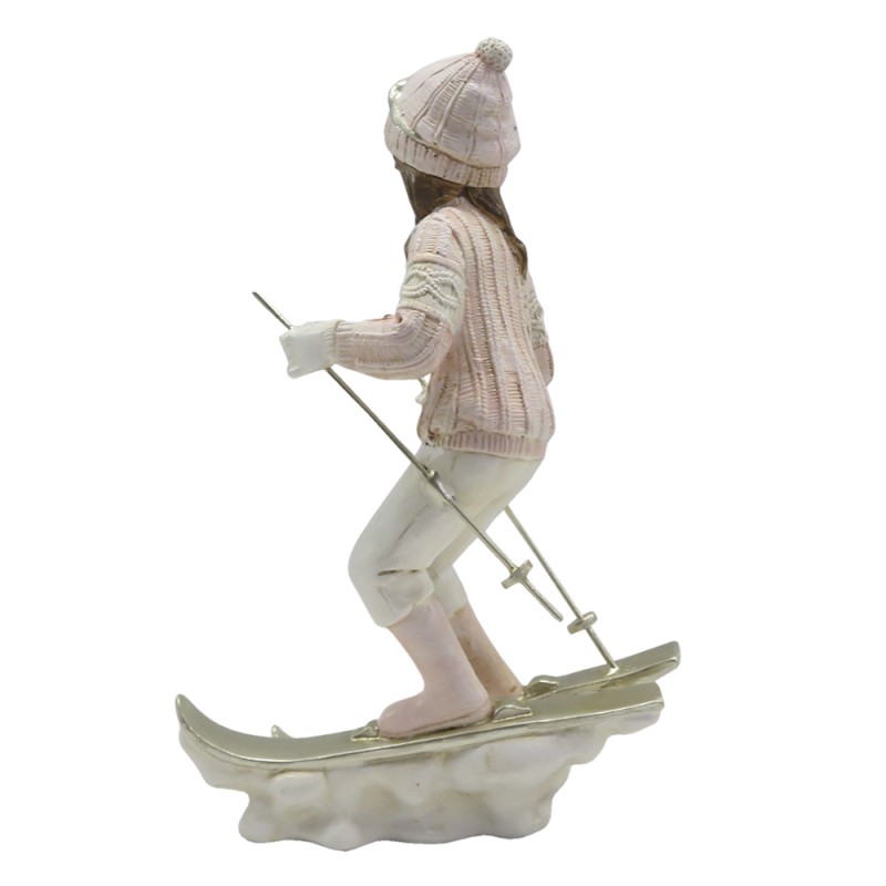 Clayre & Eef Statuetta Bambino 19 cm Rosa Bianco Poliresina