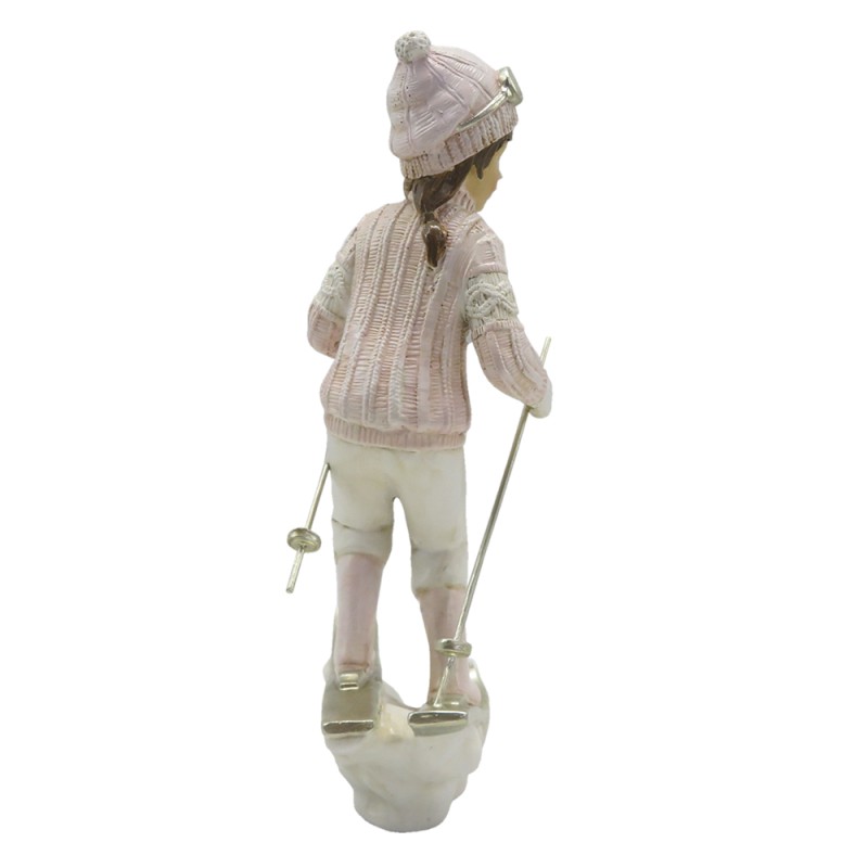 Clayre & Eef Statuetta Bambino 19 cm Rosa Bianco Poliresina