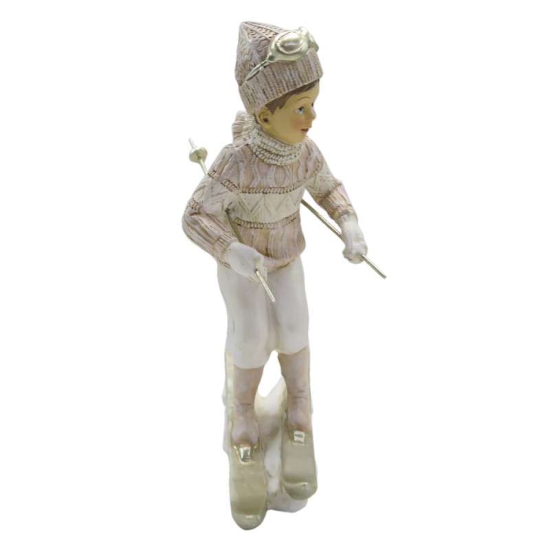 Clayre & Eef Statuetta Bambino 19 cm Rosa Bianco Poliresina