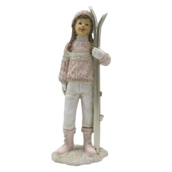 Clayre & Eef Beeld Kind 21 cm Roze Wit Polyresin