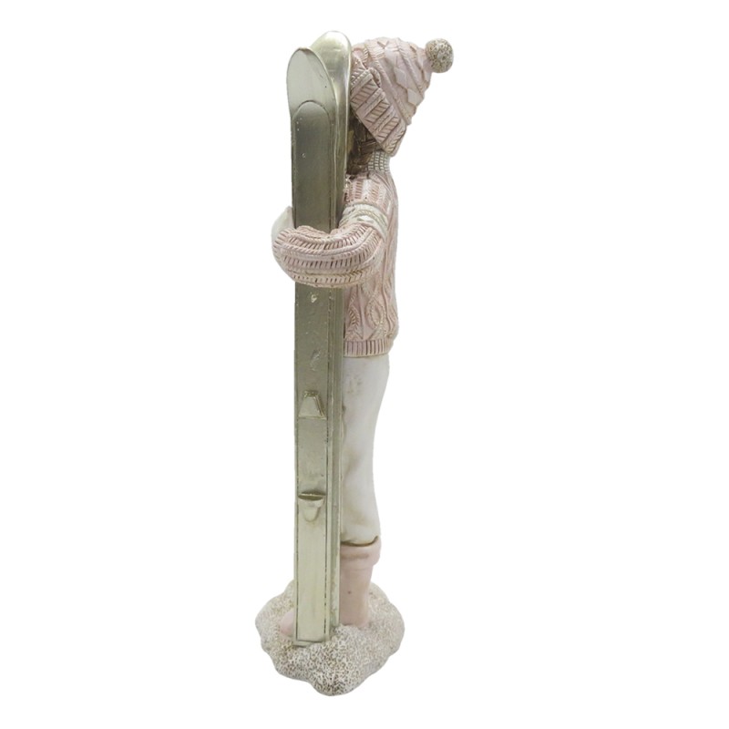 Clayre & Eef Figurine Enfant 21 cm Rose Blanc Polyrésine