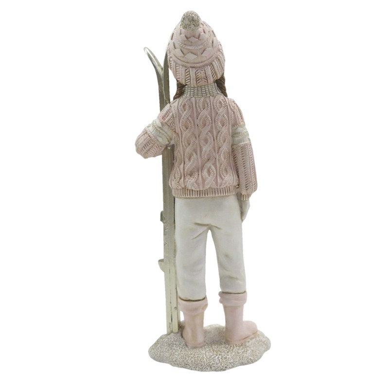Clayre & Eef Figurine Enfant 21 cm Rose Blanc Polyrésine