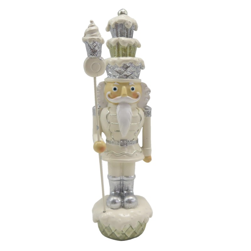 Clayre & Eef Figur Nussknacker 16 cm Beige Silberfarbig Polyresin
