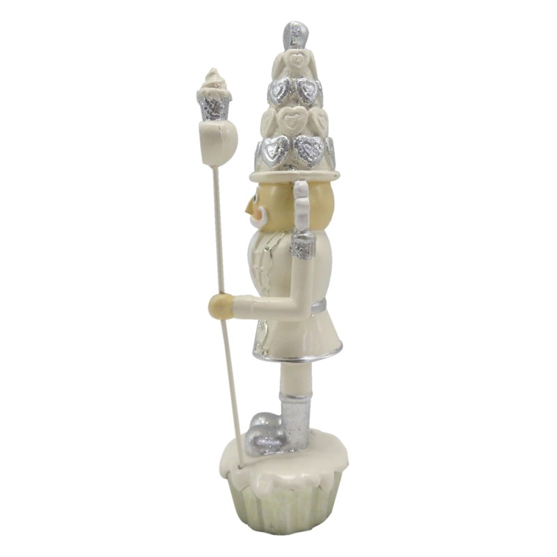 Clayre & Eef Figurine Casse-noisette 16 cm Blanc Couleur argent Polyrésine