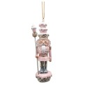 Clayre & Eef Weihnachtsanhänger Nussknacker 11 cm Rosa Kunststoff