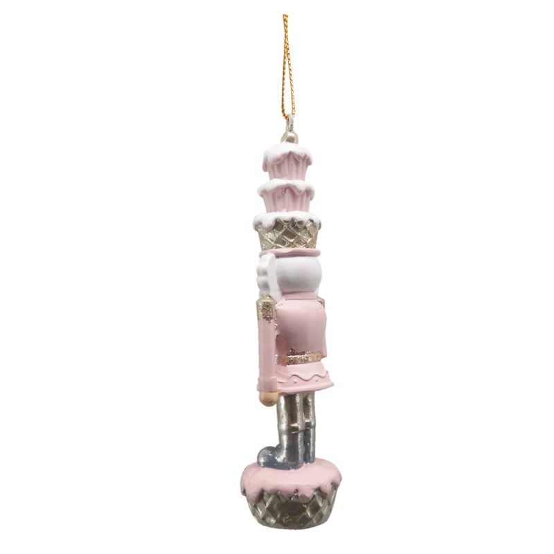 Clayre & Eef Weihnachtsanhänger Nussknacker 11 cm Rosa Kunststoff