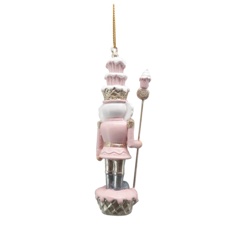 Clayre & Eef Weihnachtsanhänger Nussknacker 11 cm Rosa Kunststoff