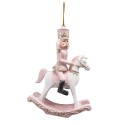 Clayre & Eef Christmas Ornament Rocking Horse 9 cm Pink Plastic