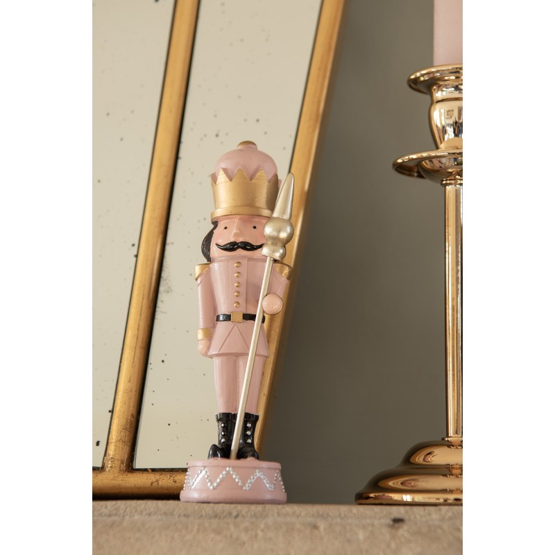 Clayre & Eef Christmas Decoration Nutcracker 17 cm Pink Polyresin