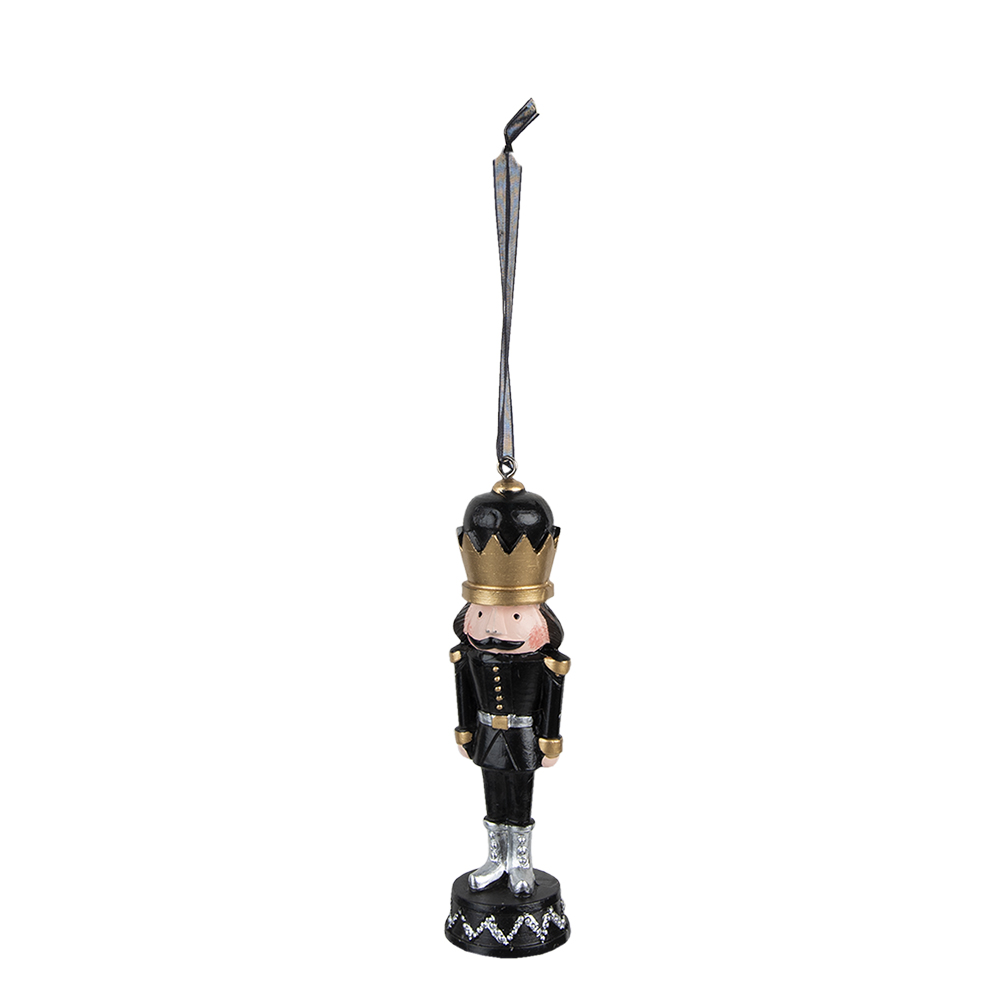 Clayre & Eef Kerstdecoratie Notenkraker 12 cm Zwart Kunststof afbeelding