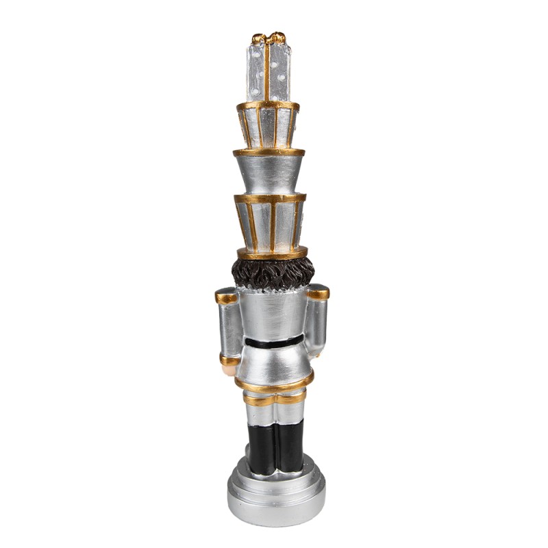 Clayre & Eef Décoration de Noël Casse-noisette 33 cm Couleur argent Polyrésine