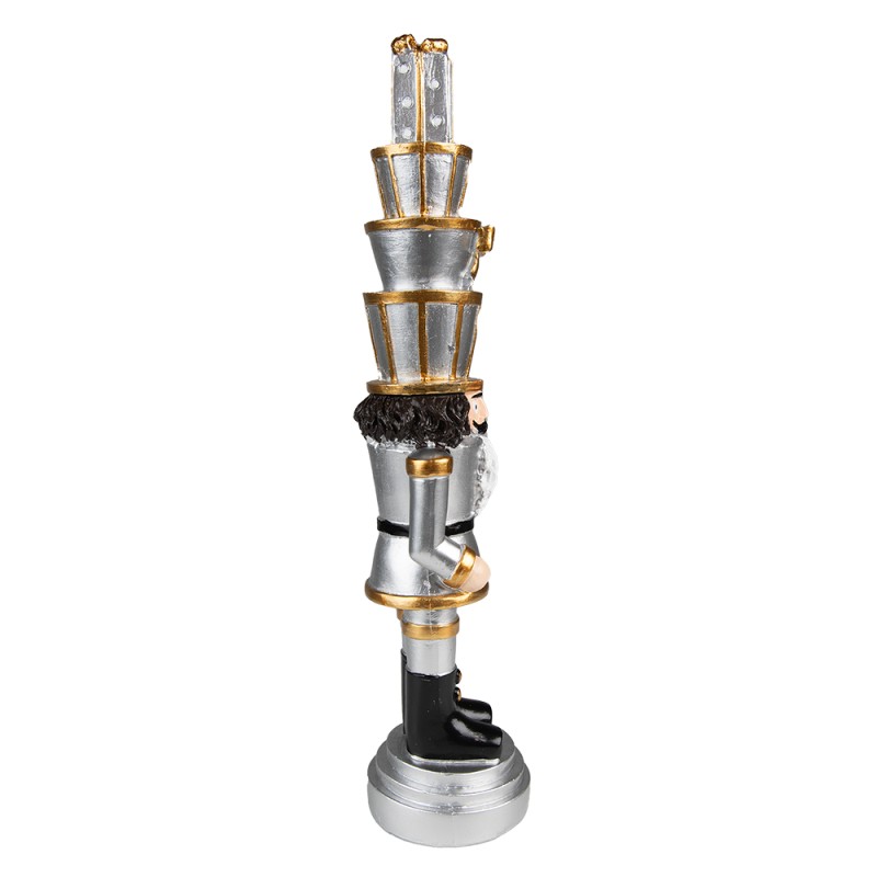 Clayre & Eef Décoration de Noël Casse-noisette 33 cm Couleur argent Polyrésine