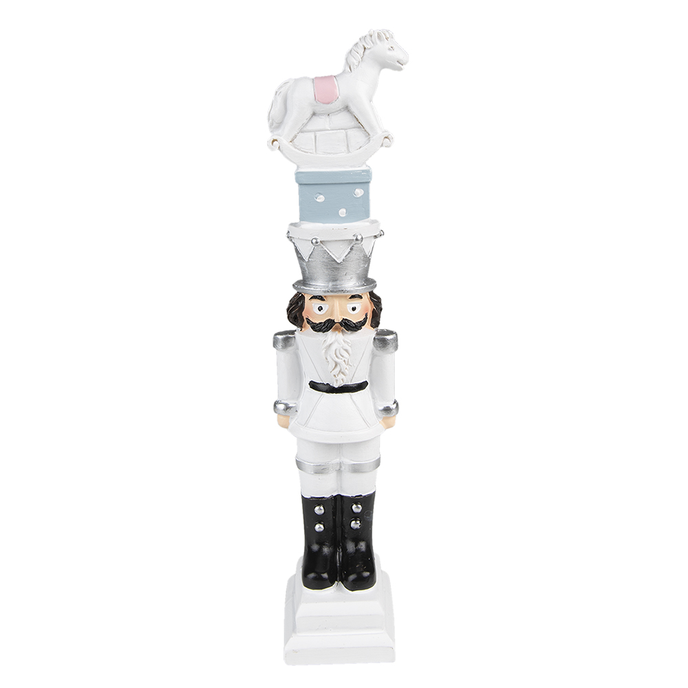 Clayre & Eef Kerstdecoratie Notenkraker 23 cm Wit Polyresin afbeelding 1