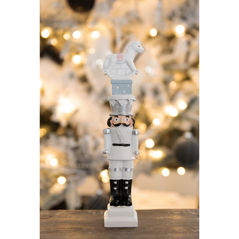 Clayre & Eef Décoration de Noël Casse-noisette 23 cm Blanc Polyrésine