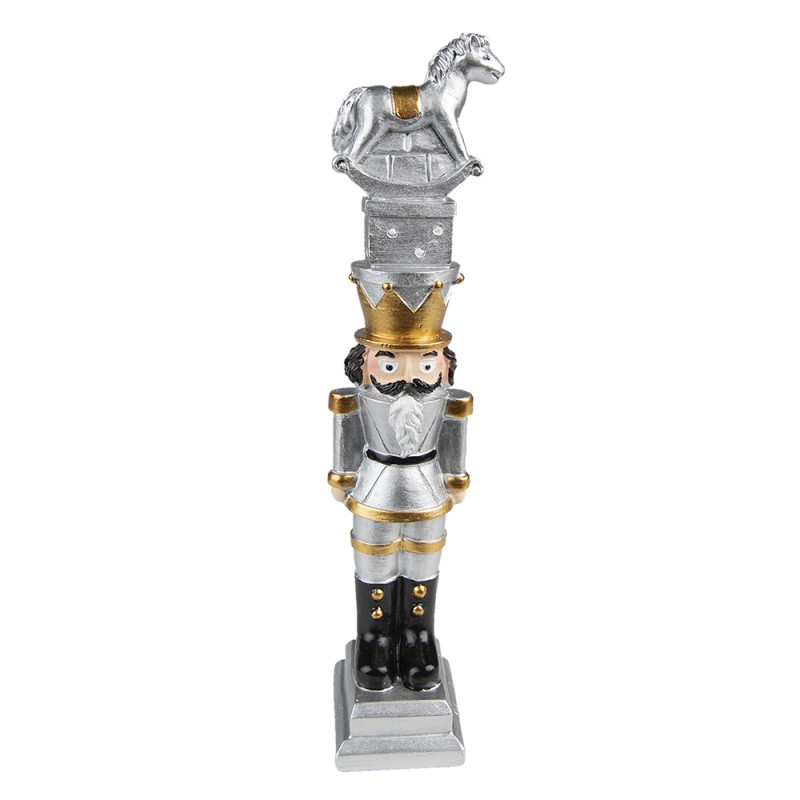 Clayre & Eef Décoration de Noël Casse-noisette 23 cm Couleur argent Polyrésine