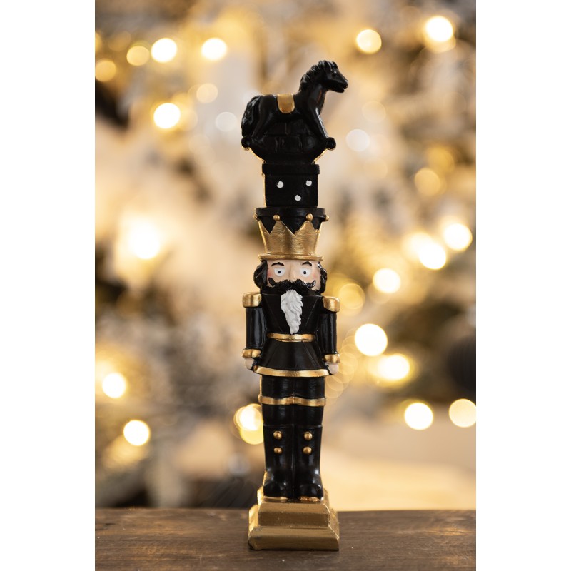 Clayre & Eef Weihnachtsdekoration Nussknacker 23 cm Schwarz Polyresin
