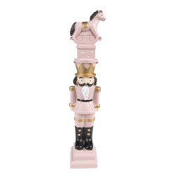 Clayre & Eef Christmas Decoration Nutcracker 23 cm Pink Polyresin