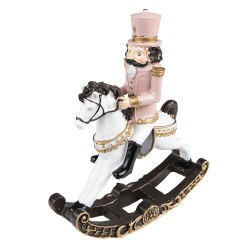 Clayre & Eef Decorazione di Natalizie Schiaccianoci 18 cm Rosa Poliresina